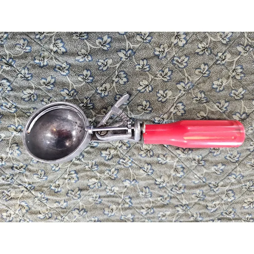 Progressive Ice Cream Scoop Red Handle Mechanical Vintage